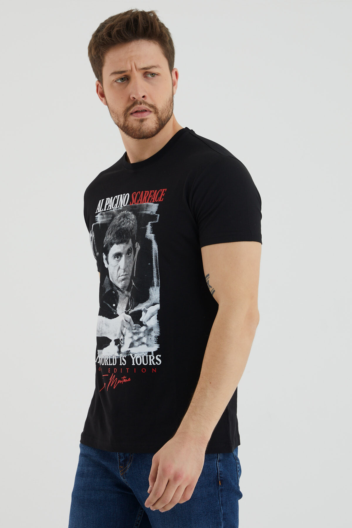 Alpacıno Scarface Baskılı Bisiklet Yaka Slim Fit Tshirt