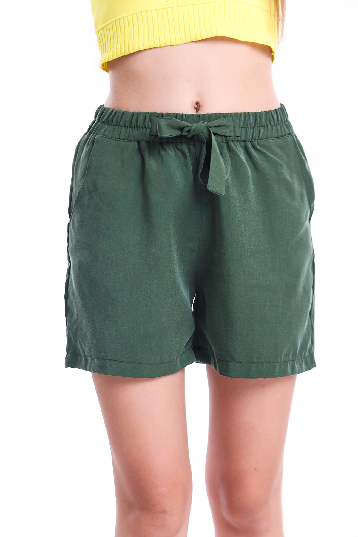 Beli Lastikli Bağcıklı Cepli Şort