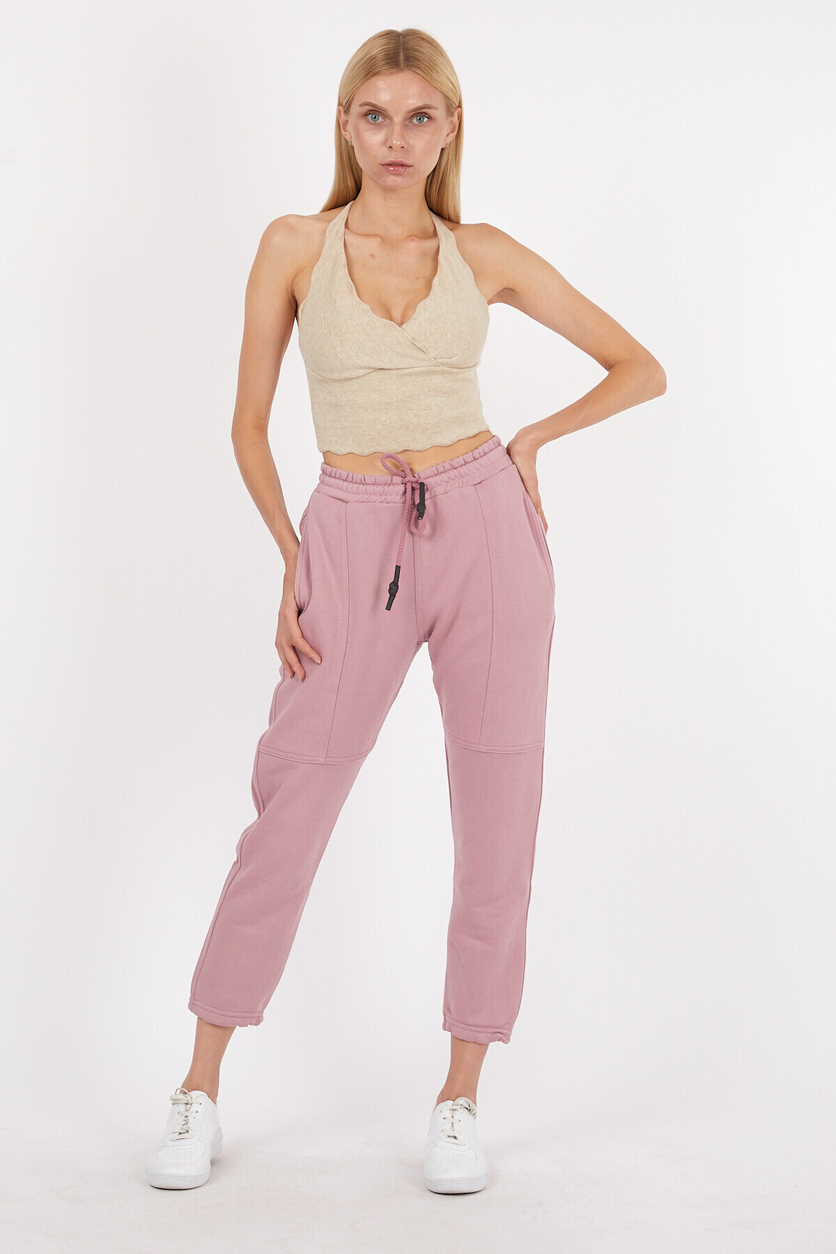 Beli ve Paçası Lastikli Yanları Cepli Slim Fit Alt Eşofman