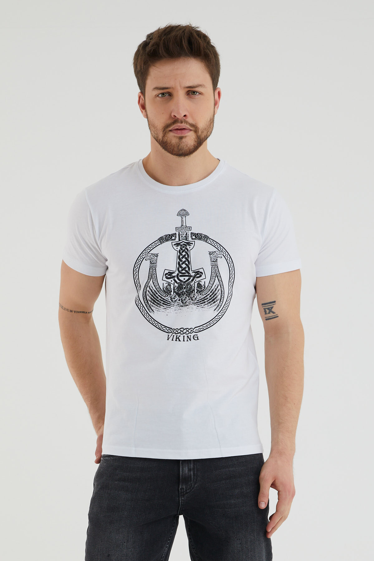 Bisiklet Yaka Önü Baskılı Tshirt