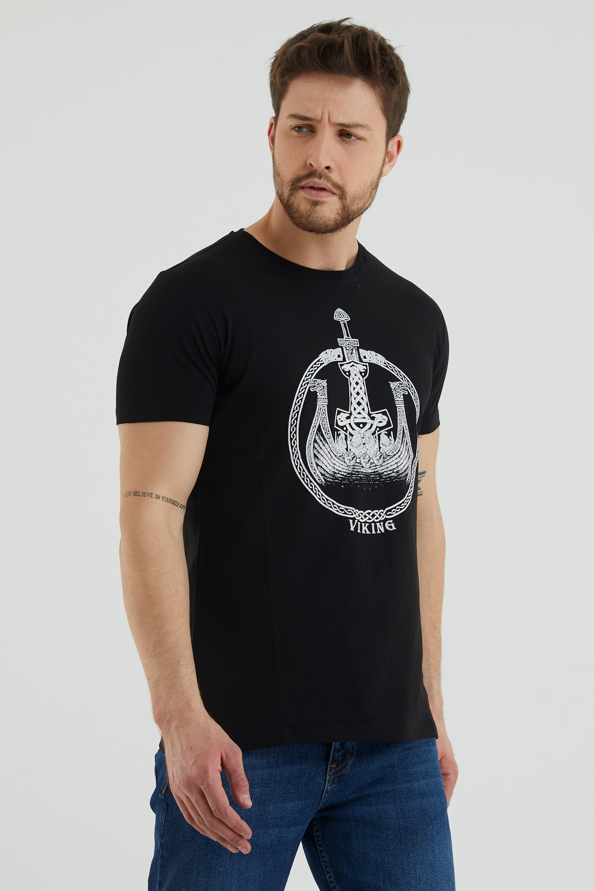 Bisiklet Yaka Önü Baskılı Tshirt