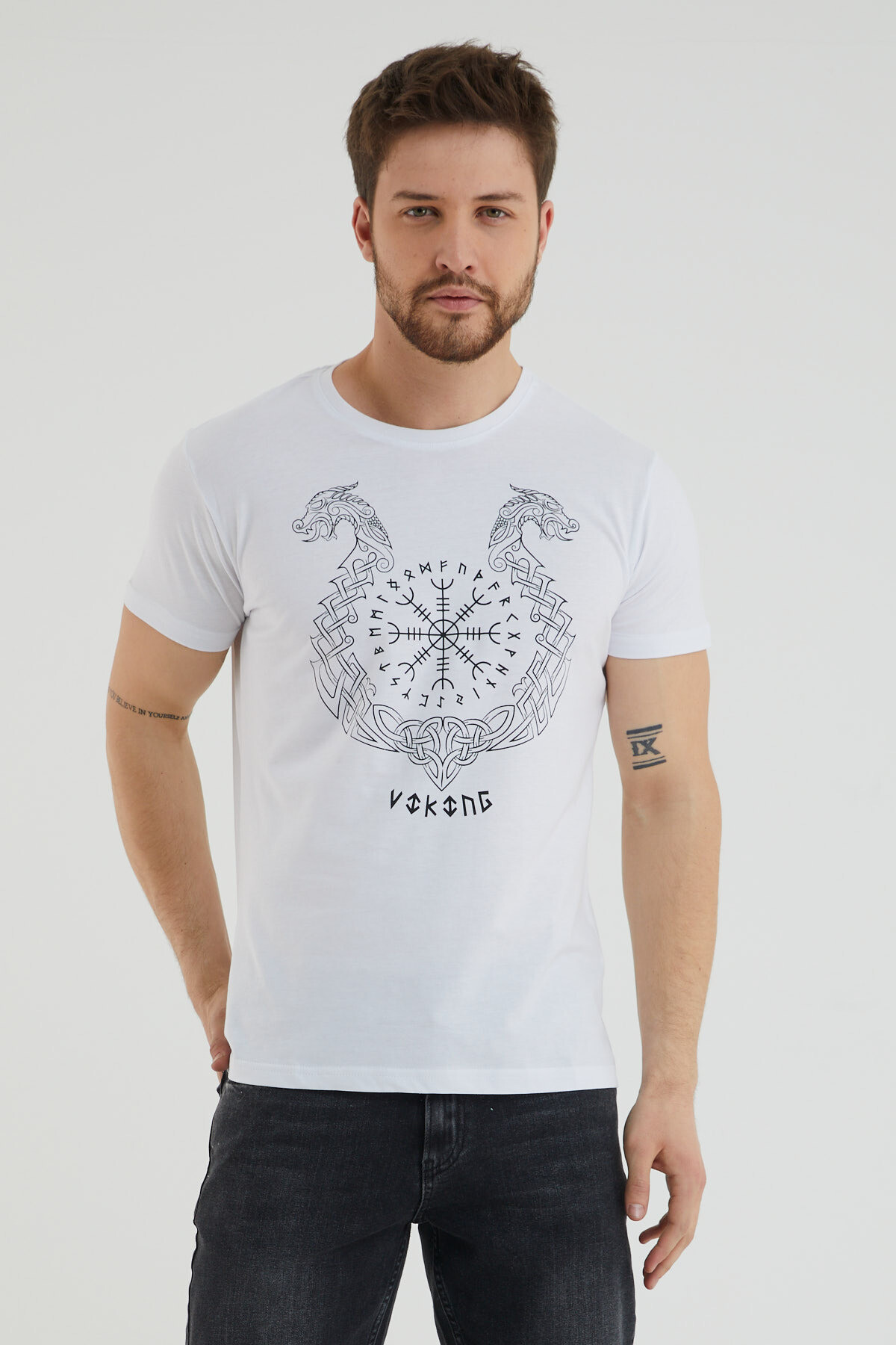 Bisiklet Yaka Önü Baskılı Tshirt