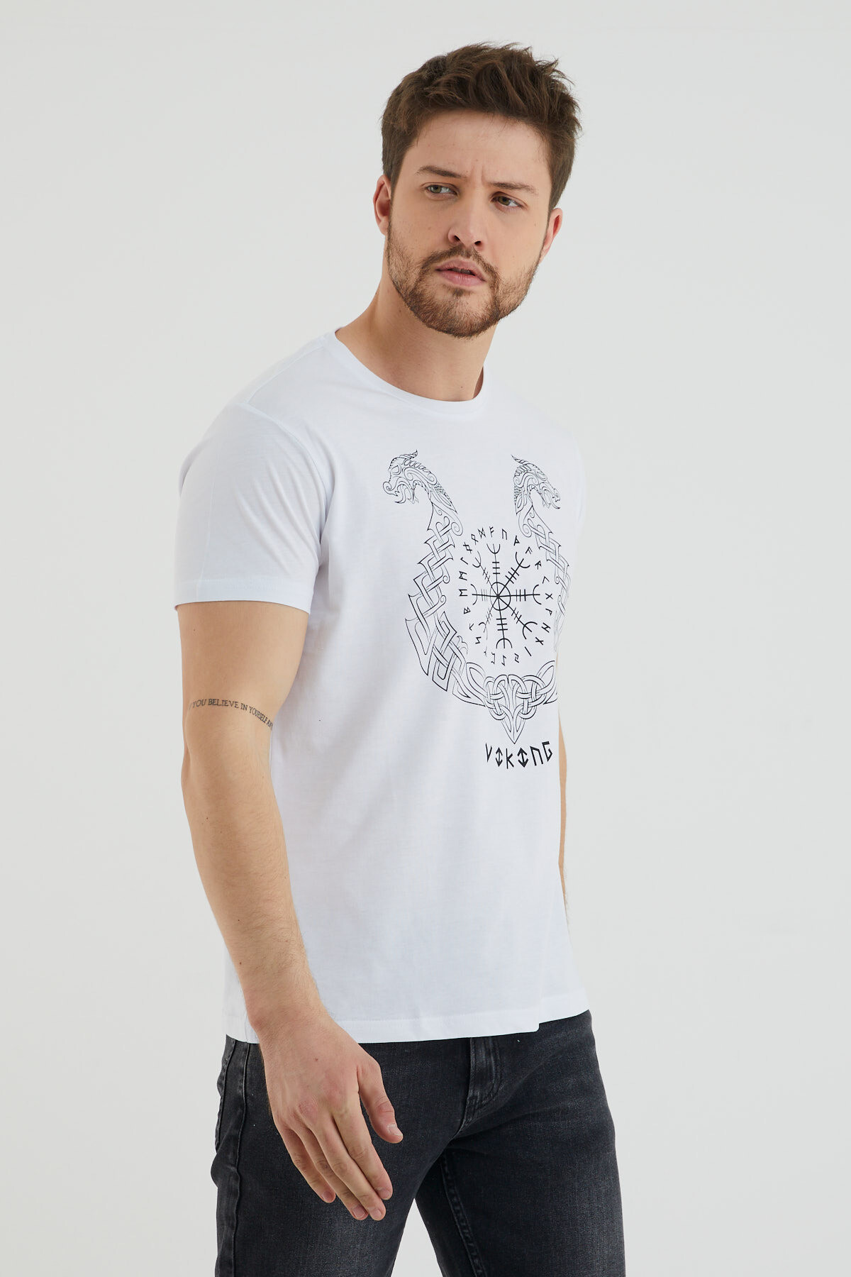 Bisiklet Yaka Önü Baskılı Tshirt