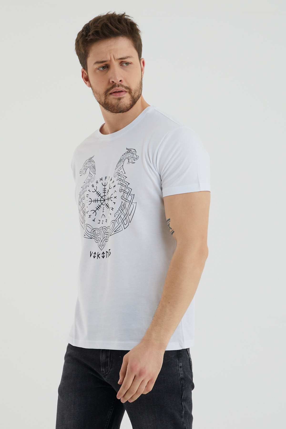 Bisiklet Yaka Önü Baskılı Tshirt