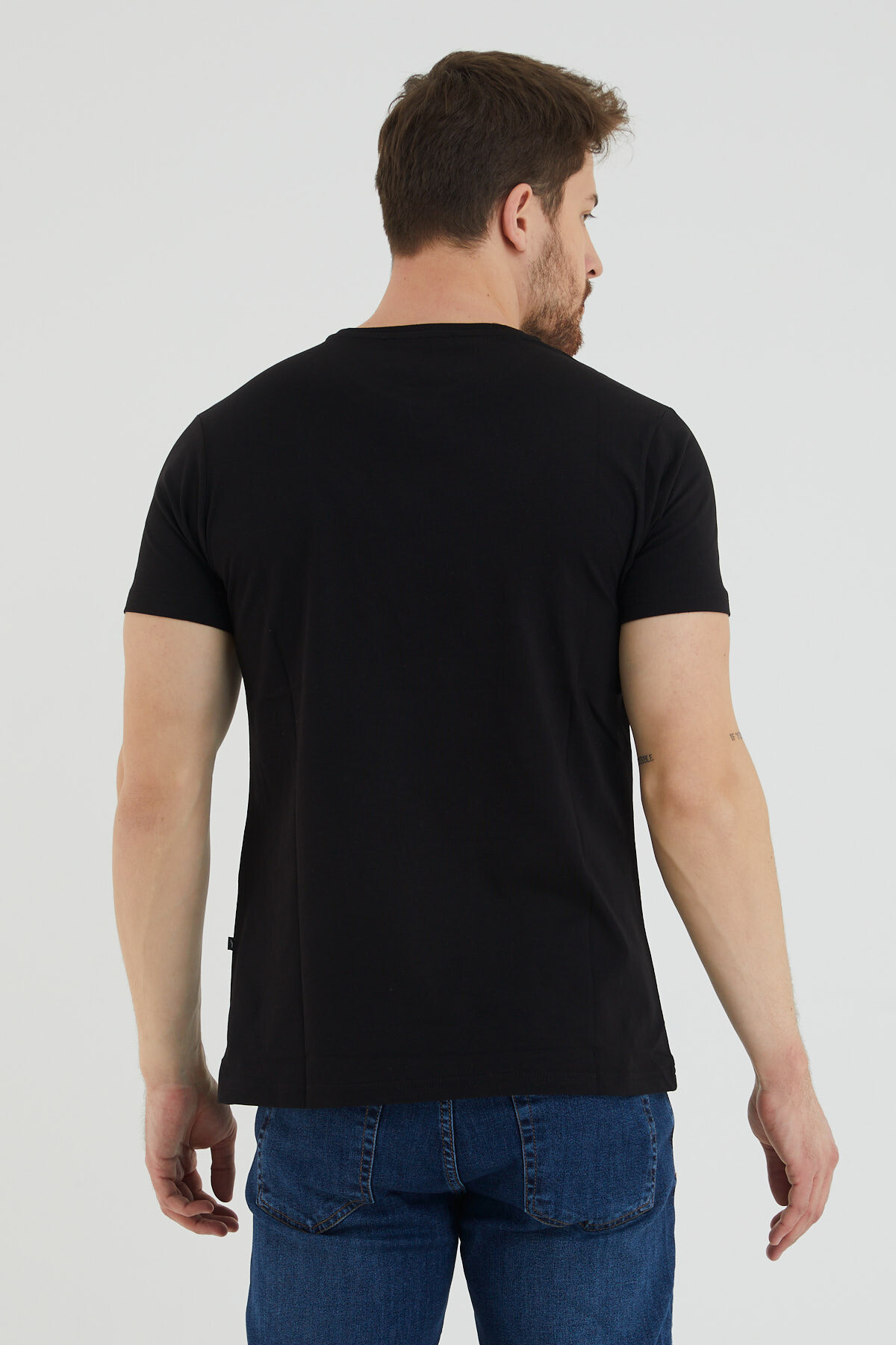 Bisiklet Yaka Viking Baskılı Taş Detaylı Tshirt