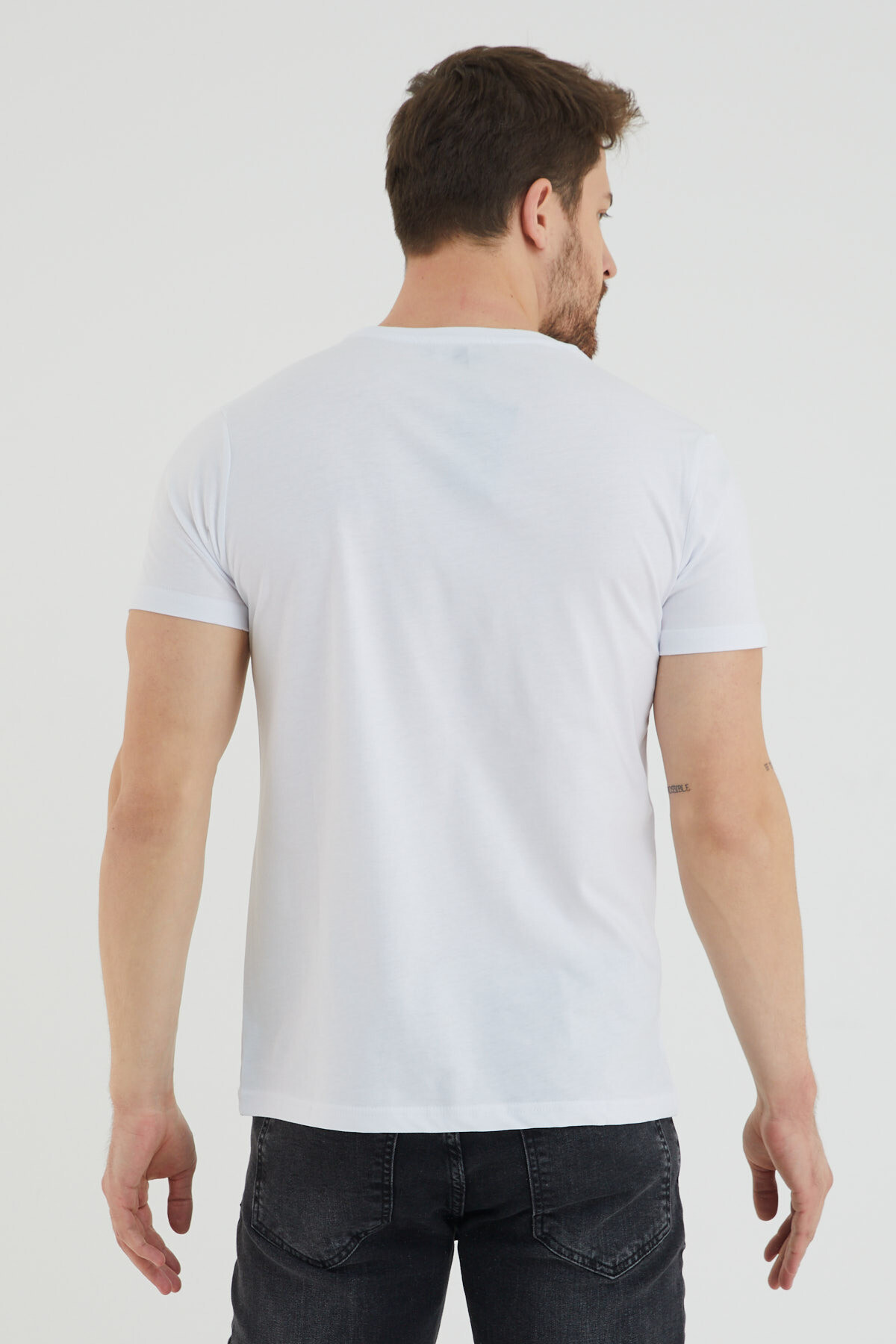 Bisiklet Yaka Viking Baskılı Tshirt