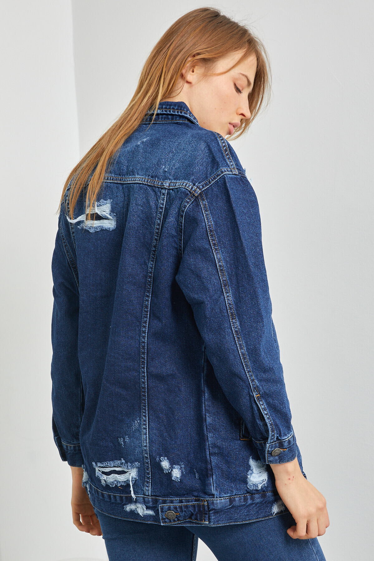 Cepli Sökük Boyfrıend Kot Ceket