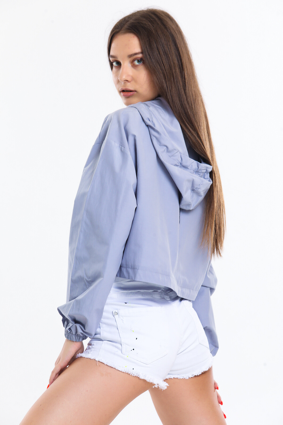 Cepli Yandan Bağlamalı Kapuşonlu Ceket