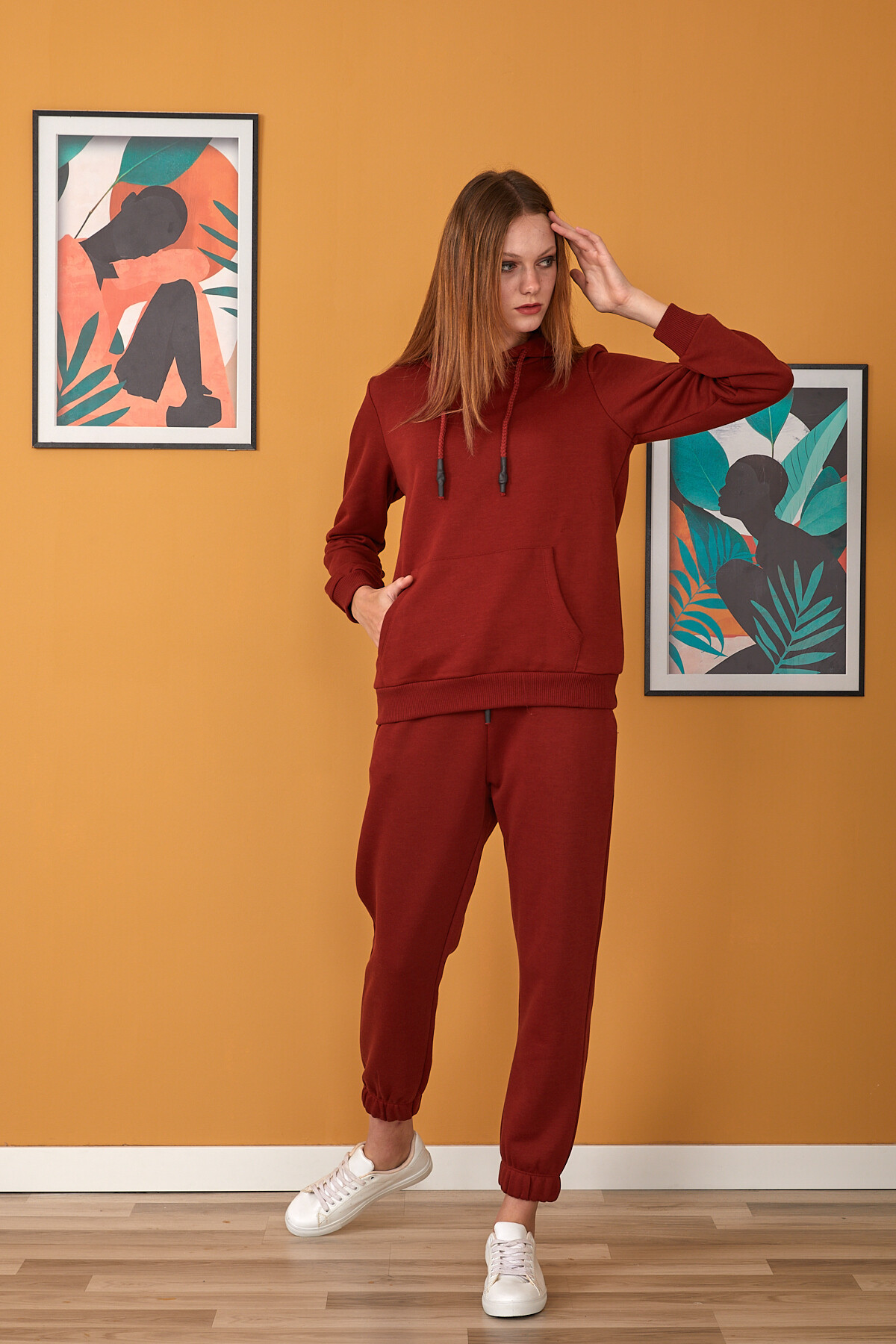 Kanguru Cepli İçi Şardonlu Kapuşonlu Eşofman Takım