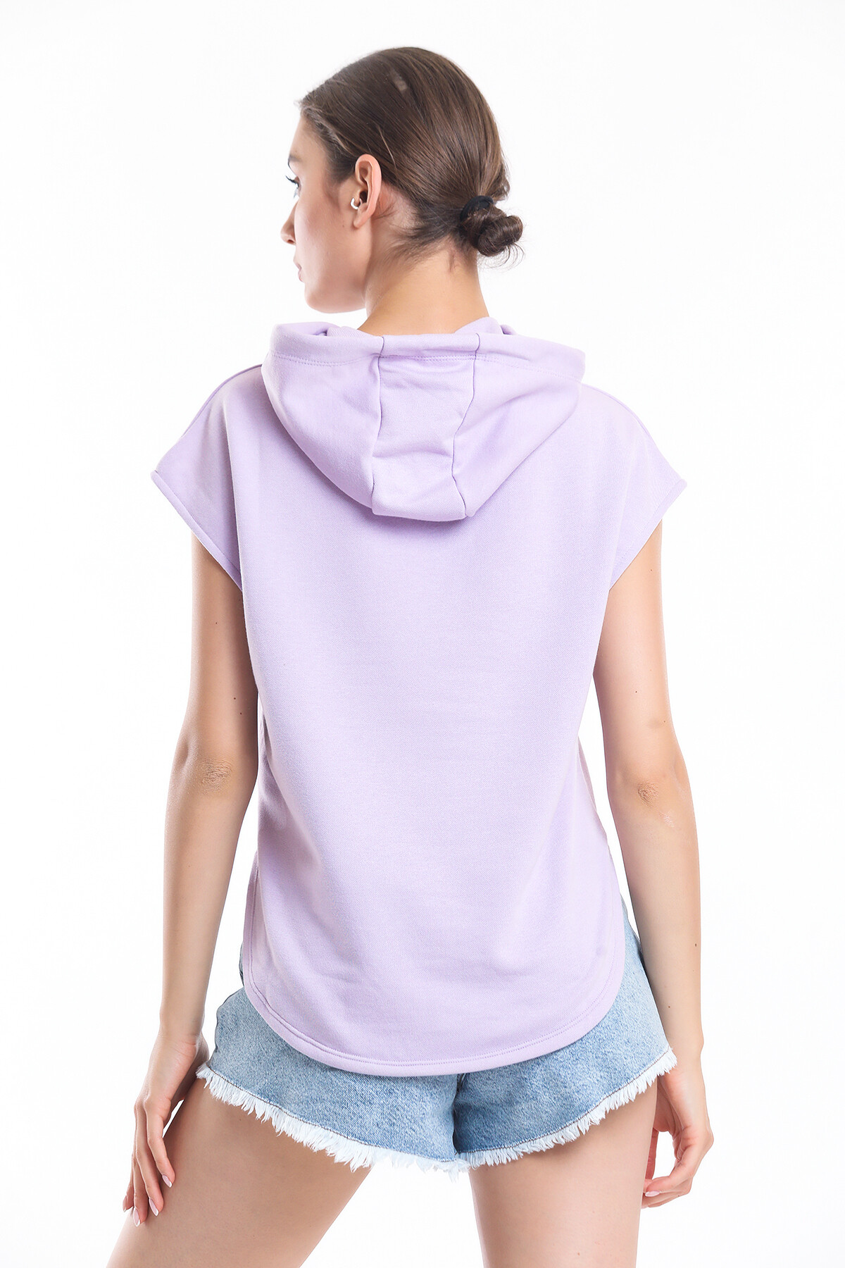 Kapuşonlu Bağcıklı Kolsuz Oversize Tişört