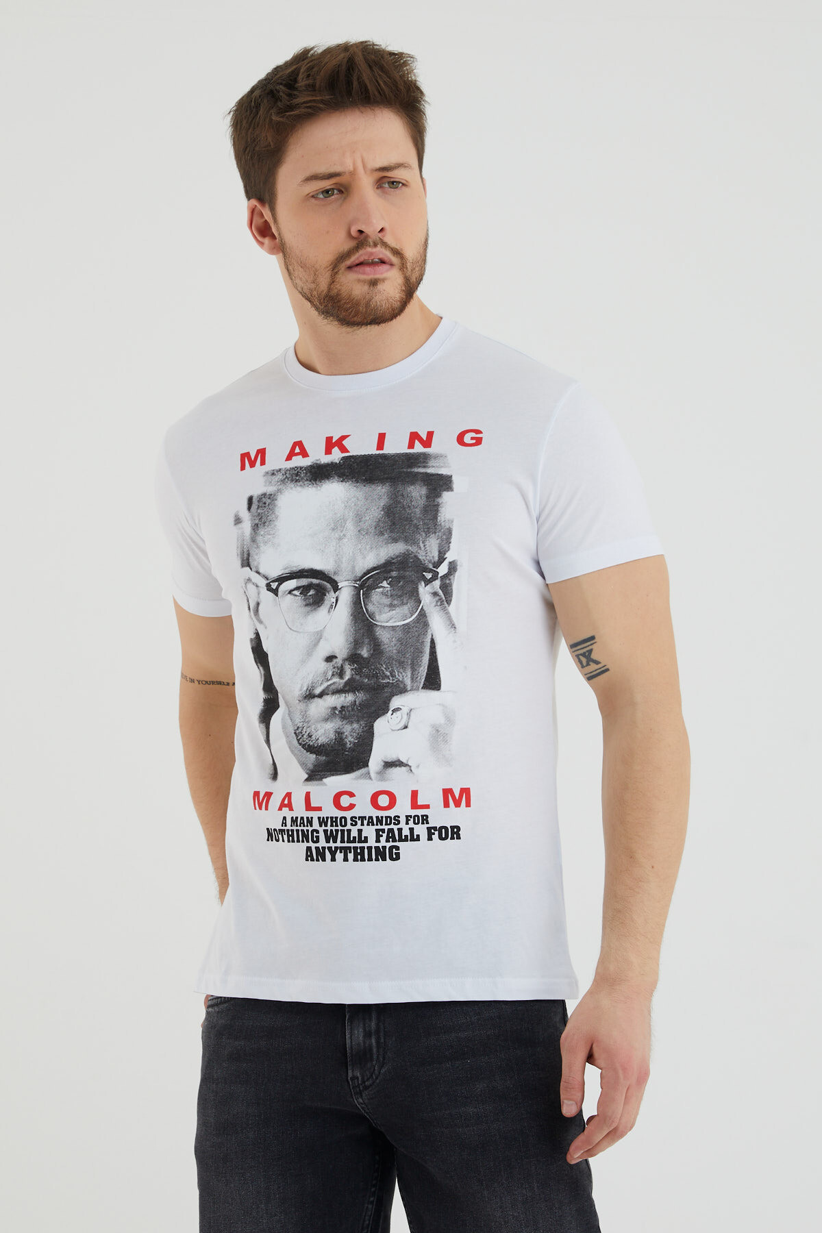 Making Yazı Baskılı Bisiklet Yaka Battal Tshirt