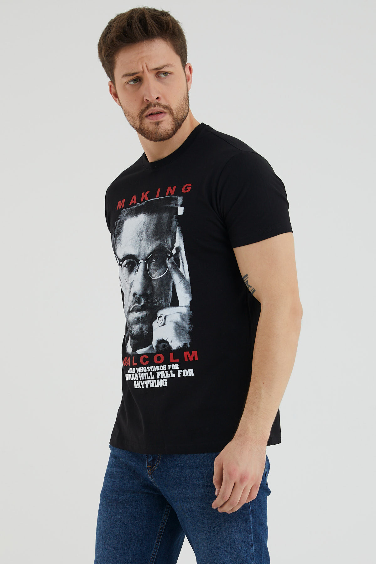 Making Yazı Baskılı Bisiklet Yaka Battal Tshirt