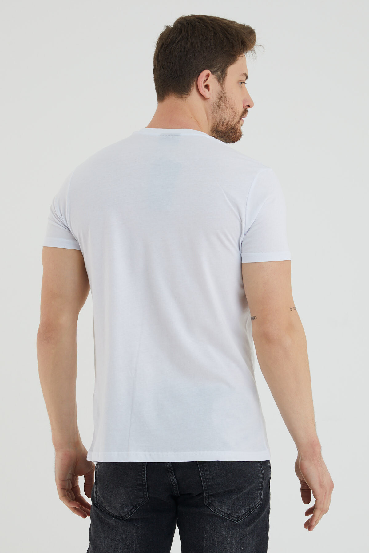 Sailon Tour Yazı Baskılı Bisiklet Yaka Slim Fit Tshirt