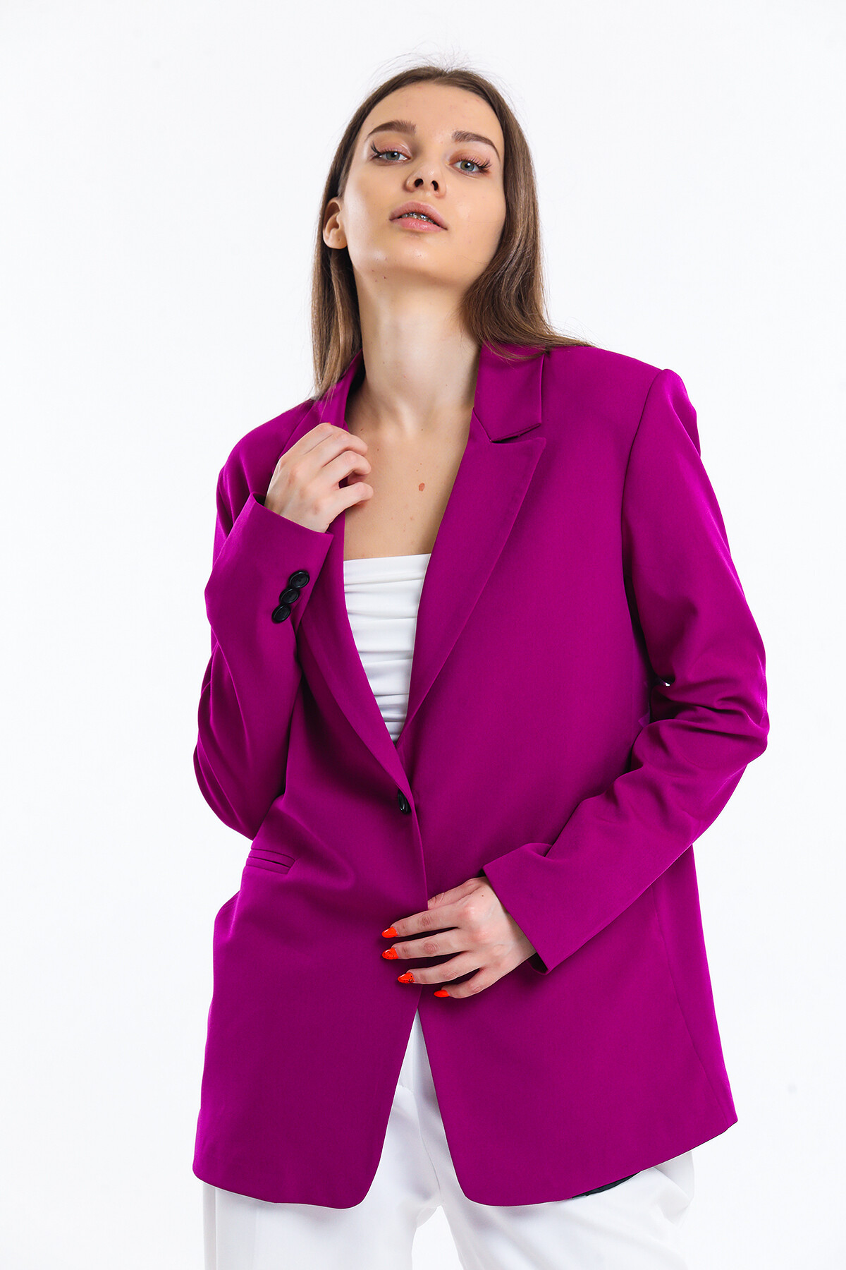 Tek Düğmeli İçi Astarlı Palazzo Ceket