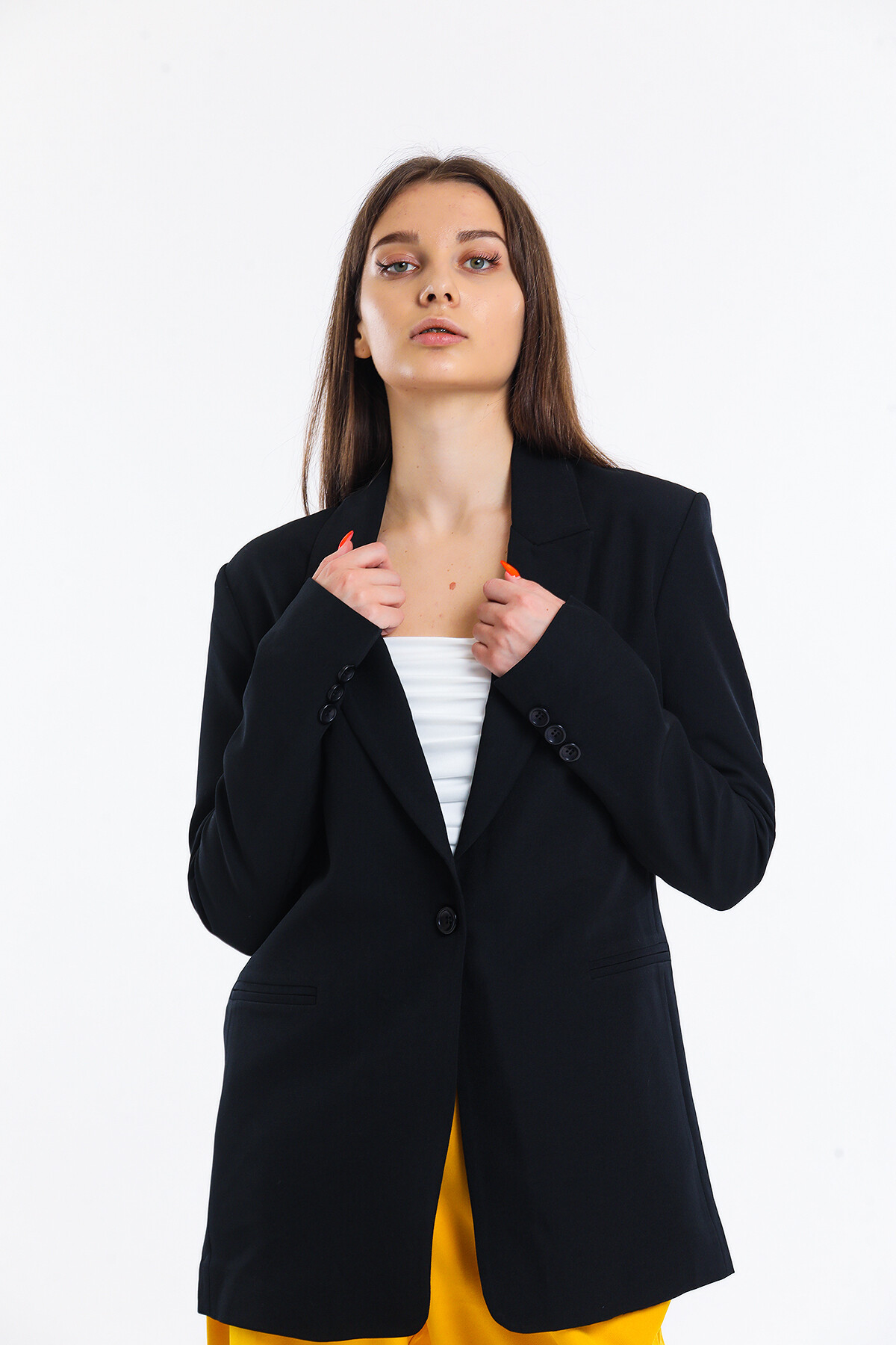 Tek Düğmeli İçi Astarlı Palazzo Ceket