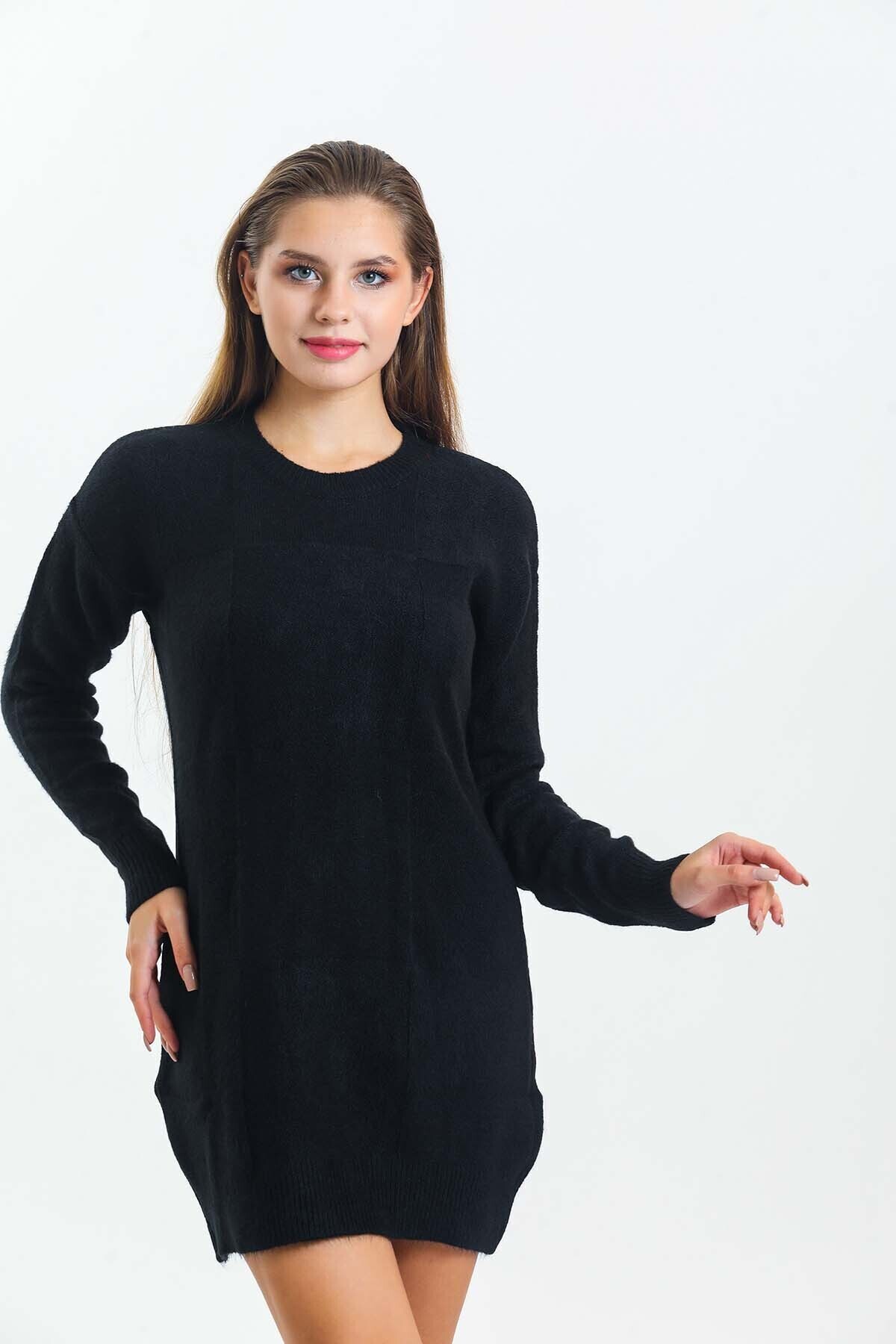 Bisiklet Yaka Yarasa Kol Triko Elbise