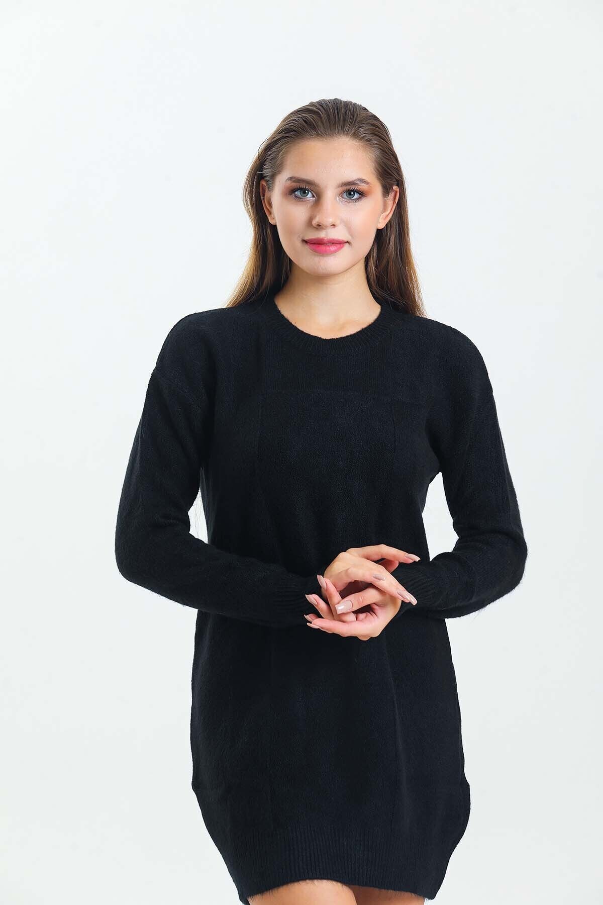 Bisiklet Yaka Yarasa Kol Triko Elbise