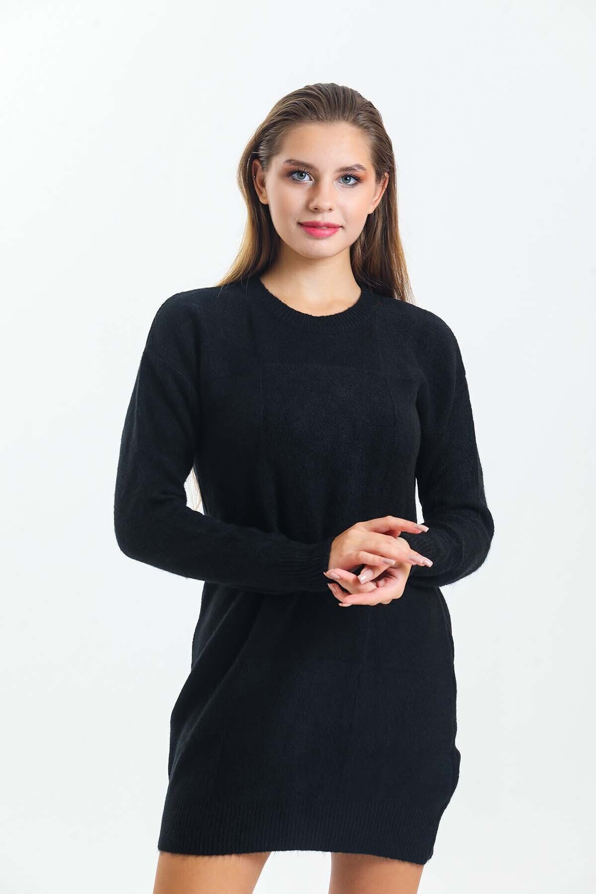 Bisiklet Yaka Yarasa Kol Triko Elbise