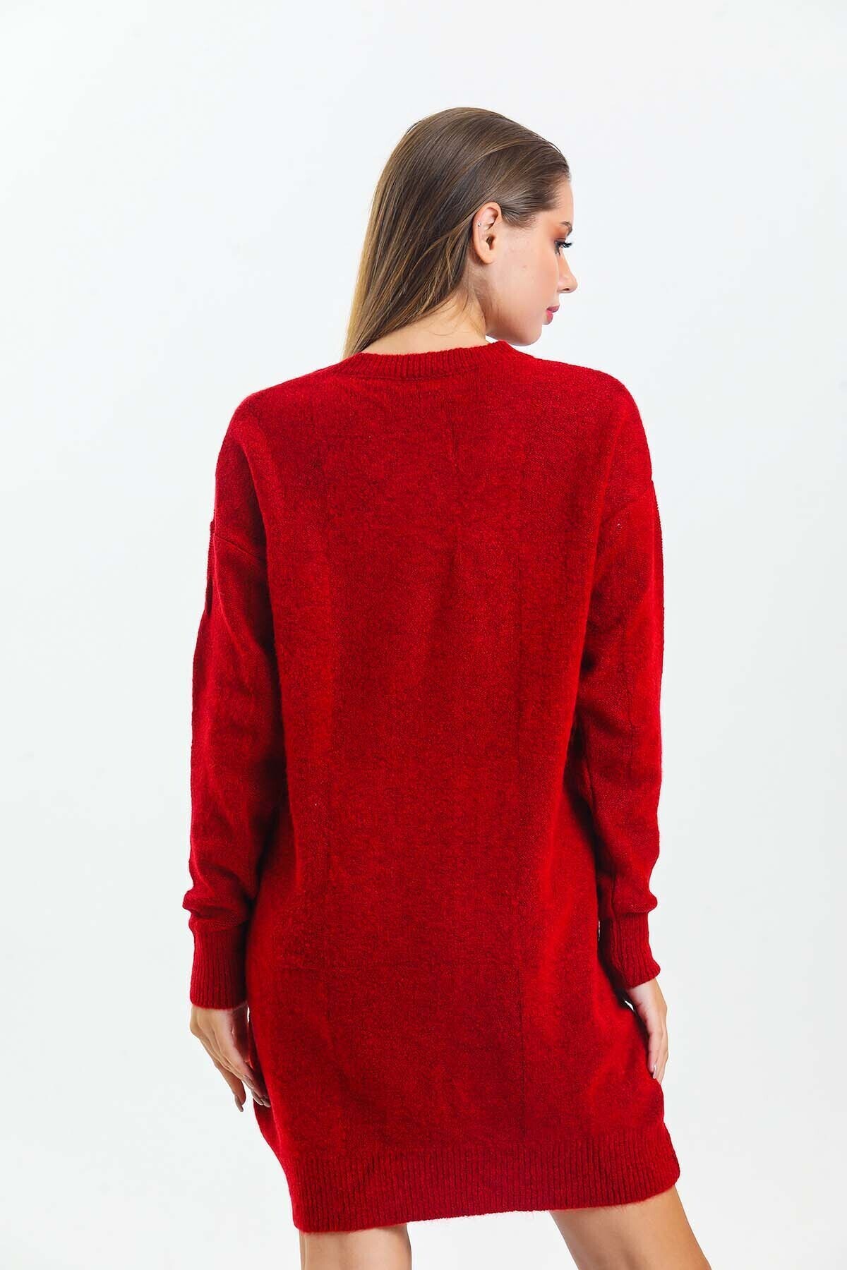 Bisiklet Yaka Yarasa Kol Triko Elbise