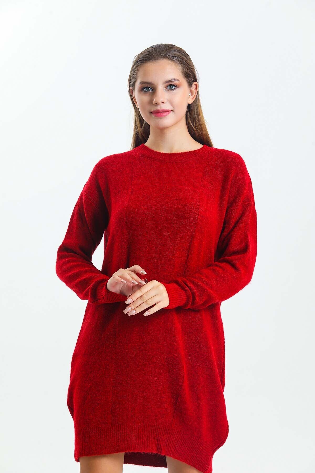 Bisiklet Yaka Yarasa Kol Triko Elbise