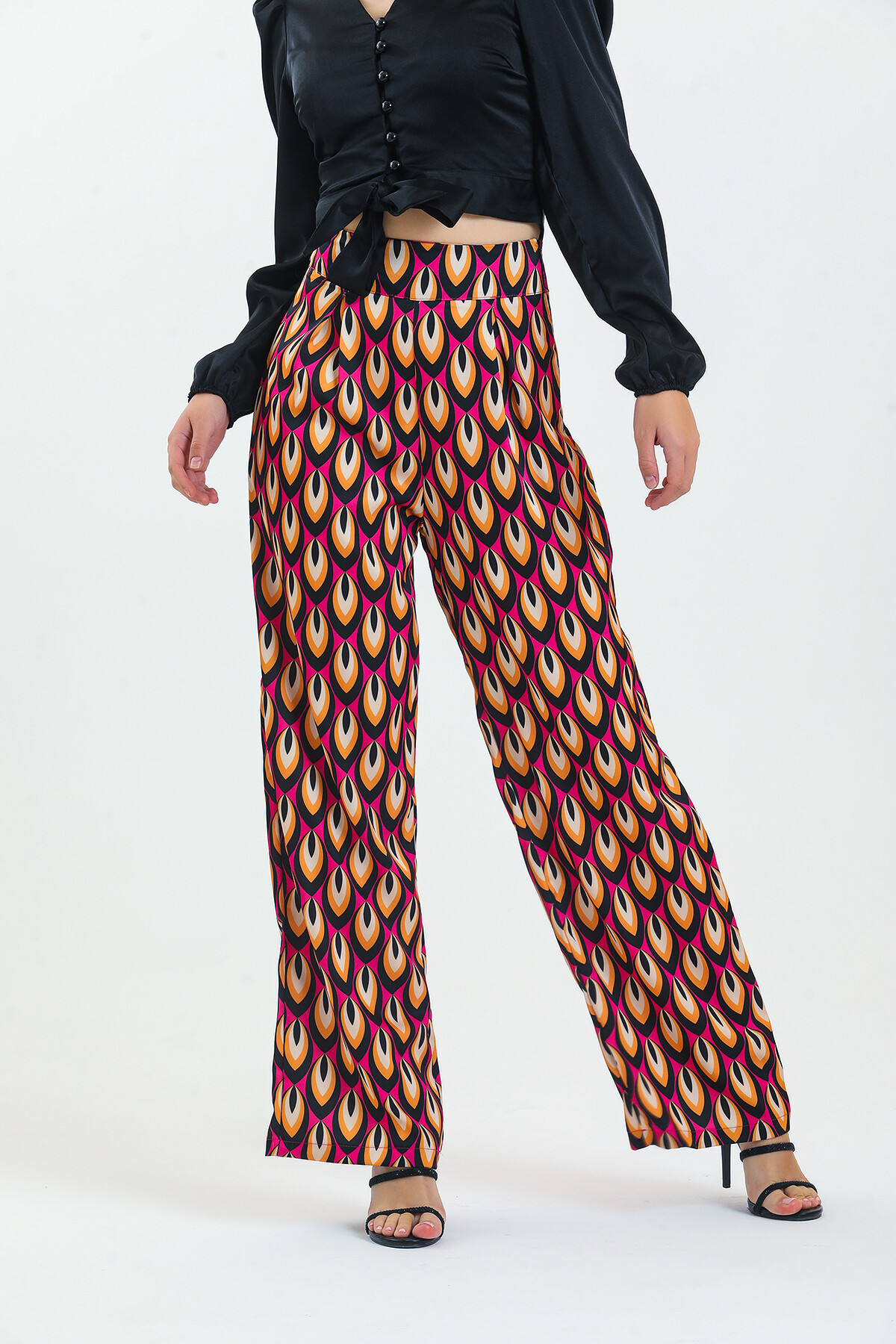 Kadın Etnik Desenli Saten İkili Takım