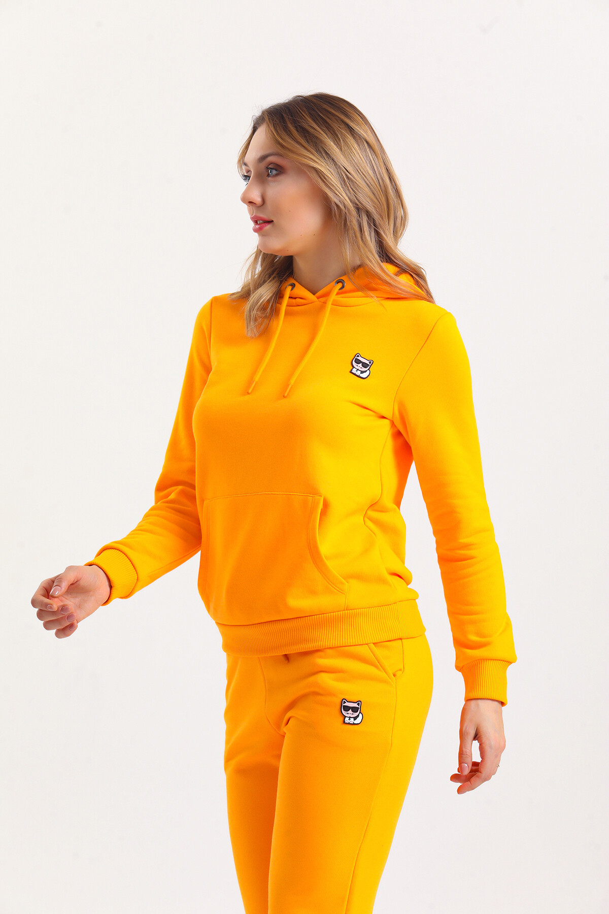 KADIN Kanguru Cepli Kapüşonlu İçi Şardonlu Eşofman Takım