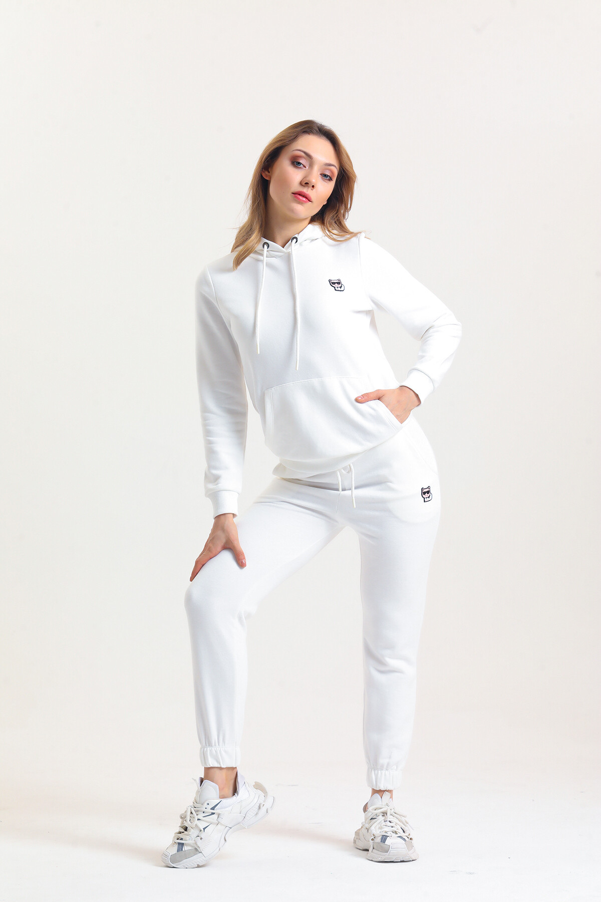 KADIN Kanguru Cepli Kapüşonlu İçi Şardonlu Eşofman Takım