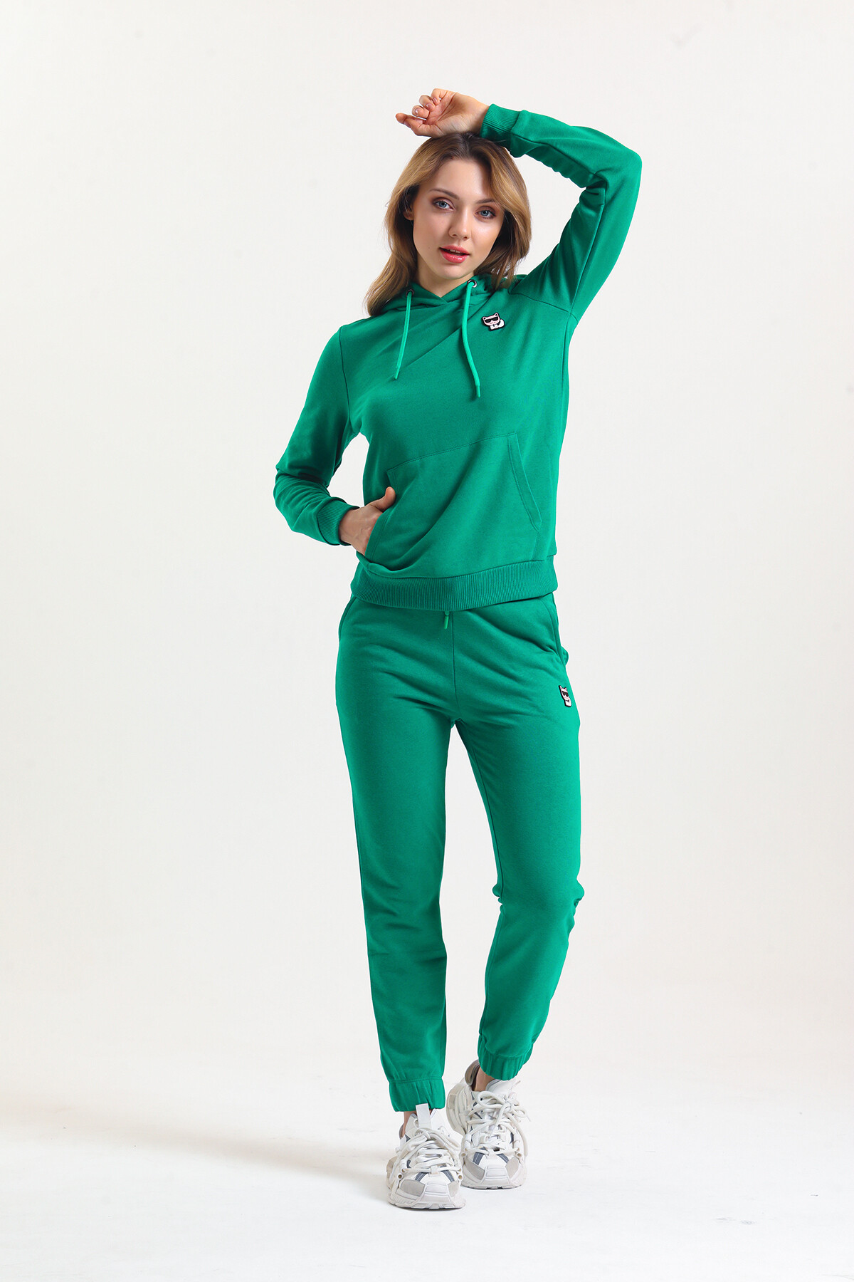 KADIN Kanguru Cepli Kapüşonlu İçi Şardonlu Eşofman Takım