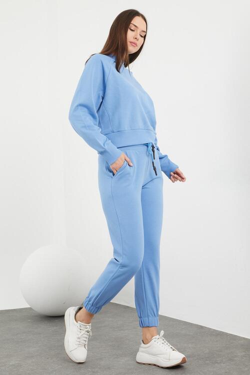 Beli ve Paçası Lastikli Düz Eşofman Takım