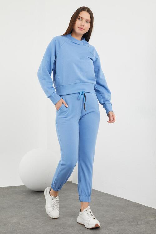 Beli ve Paçası Lastikli Düz Eşofman Takım