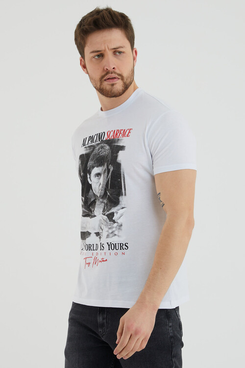 Alpacıno Scarface Baskılı Bisiklet Yaka Slim Fit Tshirt
