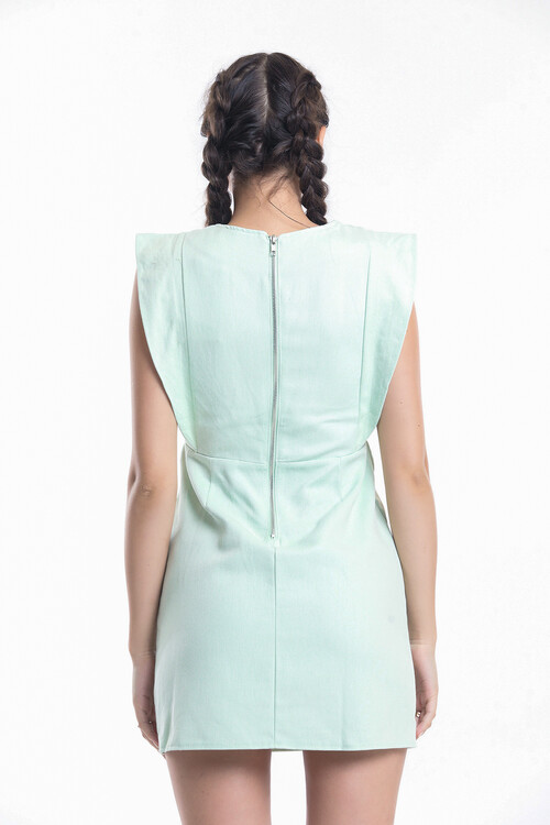 Arkası Fermuarlı Kolsuz Kısa Kot Elbise