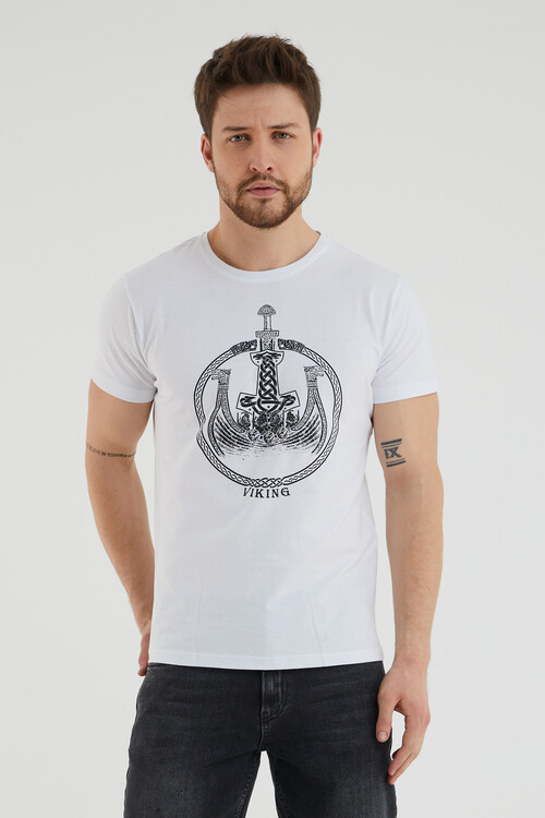 Bisiklet Yaka Önü Baskılı Tshirt