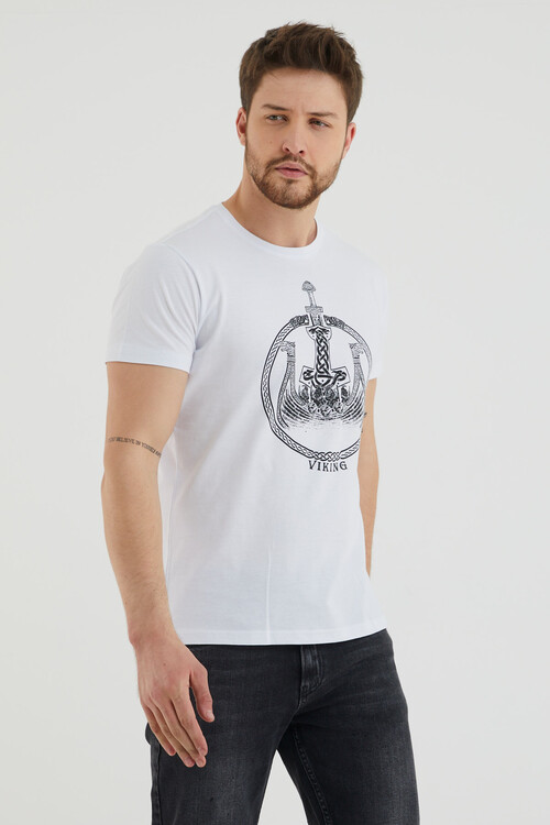 Bisiklet Yaka Önü Baskılı Tshirt