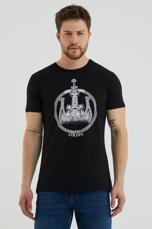 Bisiklet Yaka Önü Baskılı Tshirt