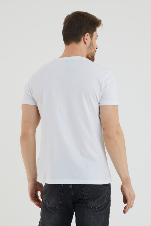 Bisiklet Yaka Viking Baskılı Taş Detaylı Tshirt