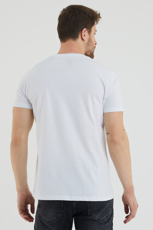 Bisiklet Yaka Viking Yazı Baskılı Tshirt