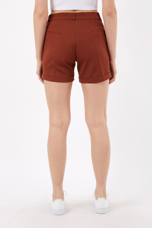 Duble Paça Önü Fermuarlı Cepli Şort