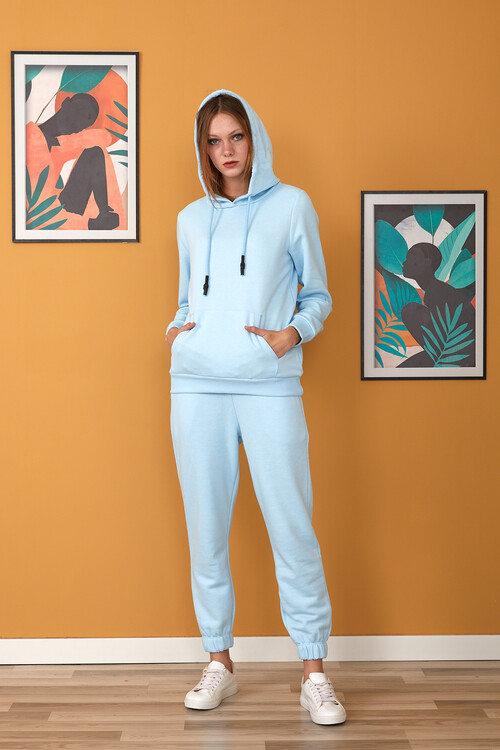 Kanguru Cepli İçi Şardonlu Kapuşonlu Eşofman Takım