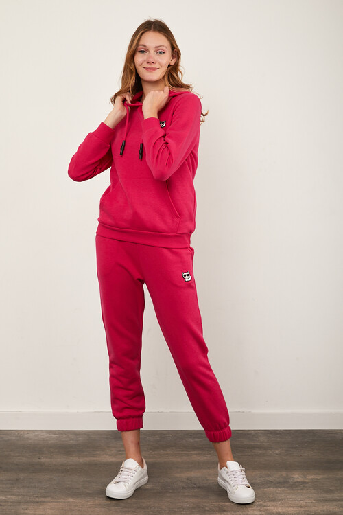 Kanguru Cepli Paçası Lastikli Kolları ve Eteği Ribanalı Eşofman Takım