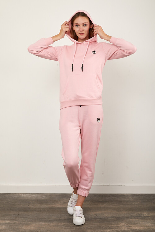 Kanguru Cepli Paçası Lastikli Kolları ve Eteği Ribanalı Eşofman Takım