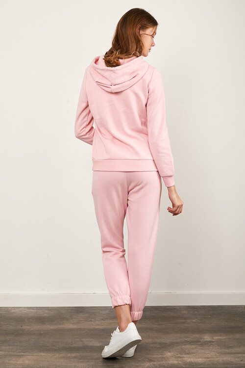 Kanguru Cepli Paçası Lastikli Kolları ve Eteği Ribanalı Eşofman Takım