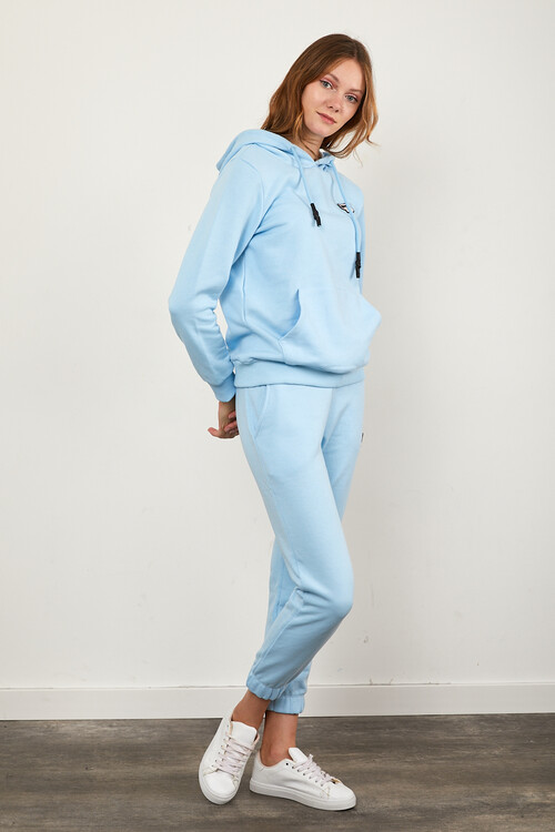 Kanguru Cepli Paçası Lastikli Kolları ve Eteği Ribanalı Eşofman Takım