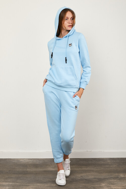 Kanguru Cepli Paçası Lastikli Kolları ve Eteği Ribanalı Eşofman Takım