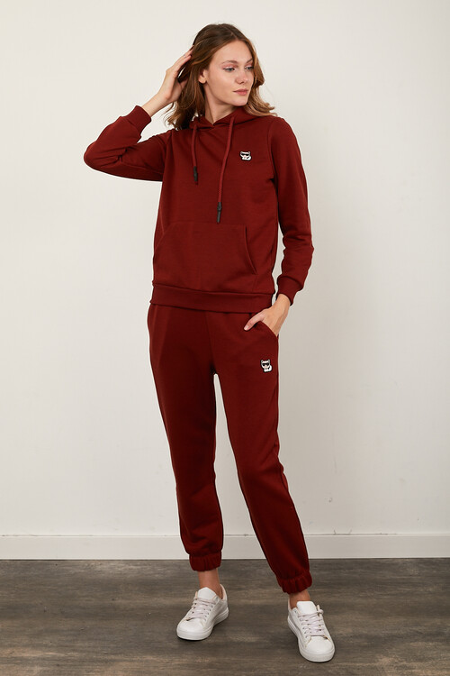 Kanguru Cepli Paçası Lastikli Kolları ve Eteği Ribanalı Eşofman Takım