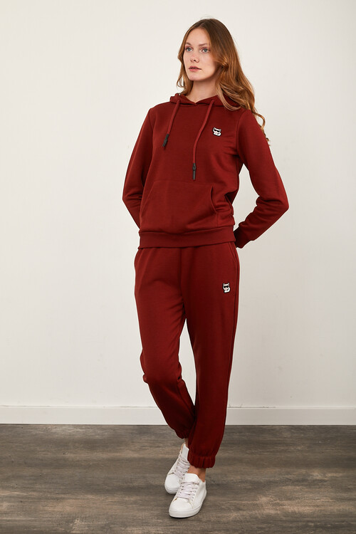 Kanguru Cepli Paçası Lastikli Kolları ve Eteği Ribanalı Eşofman Takım