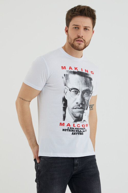 Making Yazı Baskılı Bisiklet Yaka Slim Fit Tshirt