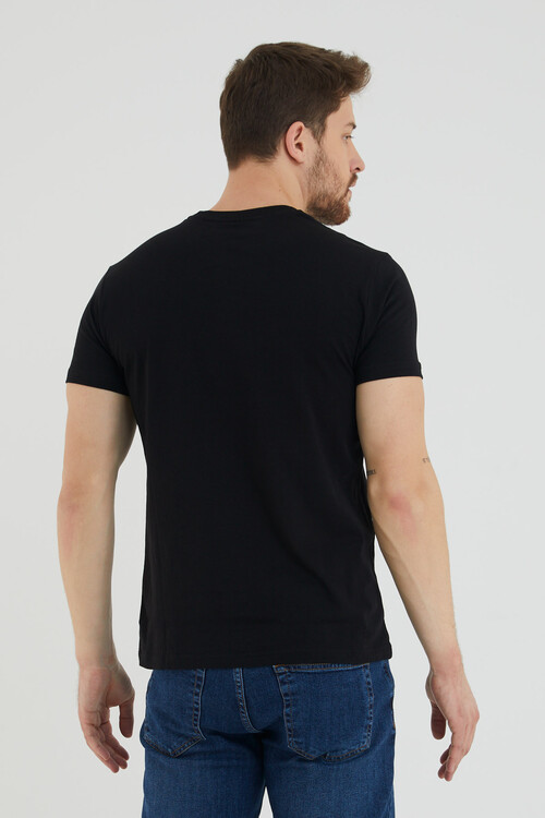 Navıgatıon Lınes Yazılı Baskılı Bisiklet Yaka Slim Fit Tshirt