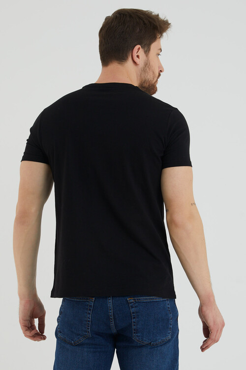 Sailon Tour Yazı Baskılı Bisiklet Yaka Slim Fit Tshirt