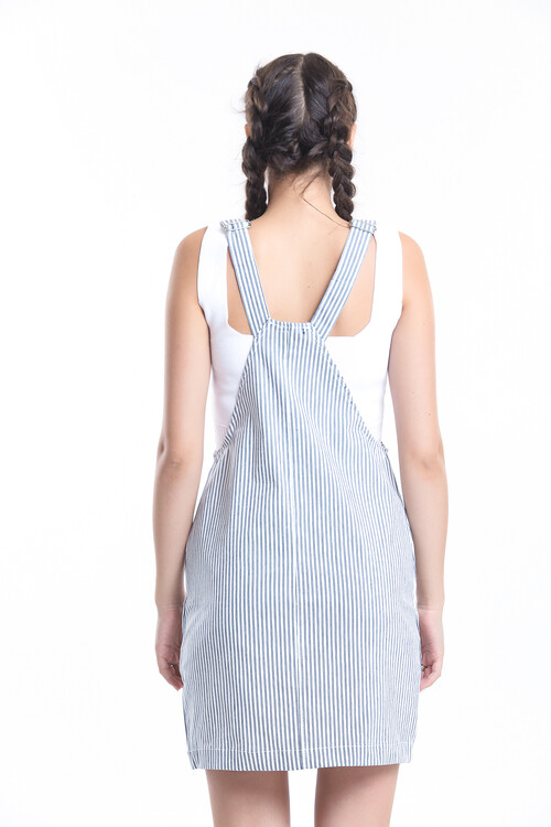 Tek Cepli Çizgili Slopet Elbise